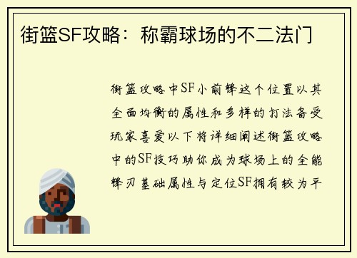 街篮SF攻略：称霸球场的不二法门